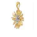 14K Two-Tone Gold Natural Diamond Flower Pendant by Fine Color Jewels