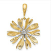 14K Two-Tone Gold Natural Diamond Flower Pendant