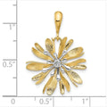 14K Two-Tone Gold Natural Diamond Flower Pendant by Fine Color Jewels