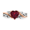 14k Two Tone Heart Created Gemstone & Diamond ring by Fine Color Jewels
