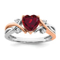 14k Two Tone Heart Created Gemstone & Diamond ring by Fine Color Jewels