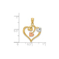 14K Two Tone Heart in Heart Pendant by Fine Color Jewels