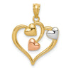 14K Two Tone Heart in Heart Pendant