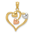 14K Two Tone Heart in Heart Pendant by Fine Color Jewels