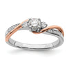 14k White and Rose Gold 3/8 ct Lab Diamond 3Three Stone Pave Bypass Ring