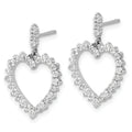 14k White Gold 1 ct Lab Grown Diamond Dangle Heart Earrings by Fine Color Jewels