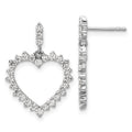 14k White Gold 1 ct Lab Grown Diamond Dangle Heart Earrings by Fine Color Jewels