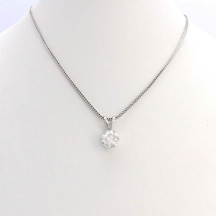 14K White Gold 1Ct Round European Cut Solitaire Diamond Pendant Necklace by DailySale