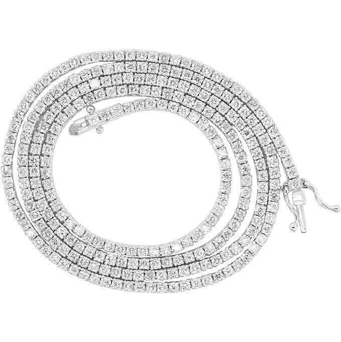 14k White Gold 4.20 Ct.T.W. Earth Mined Real Diamond Pretty Tennis Necklace 16" by DailySale