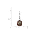14k White Gold Black Pearl Tahitian Diamond Pendant by Fine Color Jewels