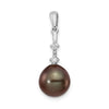 14k White Gold Black Pearl Tahitian Diamond Pendant