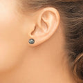 14k White Gold Black Tahitian Pearl Ball Stud Earrings by Fine Color Jewels