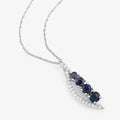 14K White Gold Blue Sapphire And Diamond Necklace by Fine Color Jewels