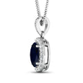 14K White Gold Blue Sapphire Diamond Pendant by Fine Color Jewels