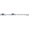 14k White Gold Blue Sapphire Heart 7 inch Bracelet by Fine Color Jewels