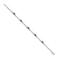 14k White Gold Blue Sapphire Heart 7 inch Bracelet by Fine Color Jewels