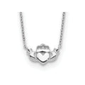 14k White Gold Claddagh Necklace by Fine Color Jewels