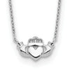 14k White Gold Claddagh Necklace