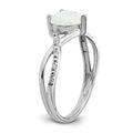 14k White Gold Created Opal and Diamond Pave Heart Ring by Fine Color Jewels