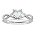 14k White Gold Created Opal and Diamond Pave Heart Ring by Fine Color Jewels