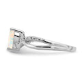 14k White Gold Created Opal and Diamond Pave Heart Ring by Fine Color Jewels