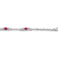 14k White Gold Diamond and Oval Ruby Heart Design 7 inch Bracelet by Fine Color Jewels