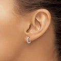 14k White Gold Diamond Hinged Hoop Earrings by Fine Color Jewels