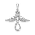 14k White Gold Diamond Infinity Angel Wing Pendant by Fine Color Jewels