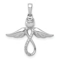 14k White Gold Diamond Infinity Angel Wing Pendant by Fine Color Jewels
