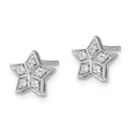 14K White Gold Diamond Star Post Earrings by Fine Color Jewels