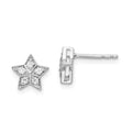 14K White Gold Diamond Star Post Earrings by Fine Color Jewels
