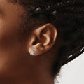 14K White Gold Diamond Star Post Earrings by Fine Color Jewels