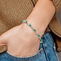 14k White Gold Emerald Infinity 7.25 inch Bracelet by Fine Color Jewels