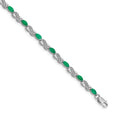 14k White Gold Emerald Infinity 7.25 inch Bracelet by Fine Color Jewels