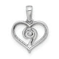 14K White Gold Heart Shaped Twisted Pendant by Fine Color Jewels