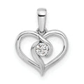 14K White Gold Heart Shaped Twisted Pendant by Fine Color Jewels