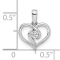 14K White Gold Heart Shaped Twisted Pendant by Fine Color Jewels