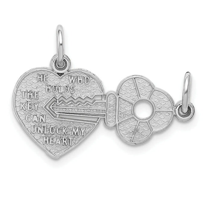 14K White Gold Key To My Heart Pendant for Couples by Fine Color Jewels