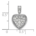 14k White Gold Lab Diamond Cluster Heart Pendant by Fine Color Jewels