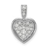 14k White Gold Lab Diamond Cluster Heart Pendant