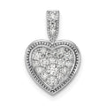 14k White Gold Lab Diamond Cluster Heart Pendant by Fine Color Jewels