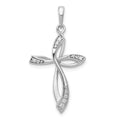 14K White Gold Lab Diamond Cross Pendant by Fine Color Jewels