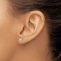 14K White Gold Lab Diamond Cushion Halo Stud Earrings by Fine Color Jewels