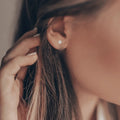 14K White Gold Lab Diamond Cushion Halo Stud Earrings by Fine Color Jewels