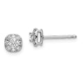 14K White Gold Lab Diamond Cushion Halo Stud Earrings by Fine Color Jewels