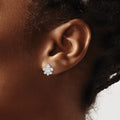 14K White Gold Lab Diamond Fleur de Lis Post Earrings by Fine Color Jewels