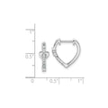 14K White Gold Lab Diamond Heart Hinged Hoop Earrings by Fine Color Jewels