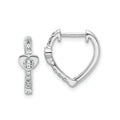 14K White Gold Lab Diamond Heart Hinged Hoop Earrings by Fine Color Jewels