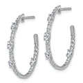 14K White Gold Lab Diamond J Hoop Earrings by Fine Color Jewels