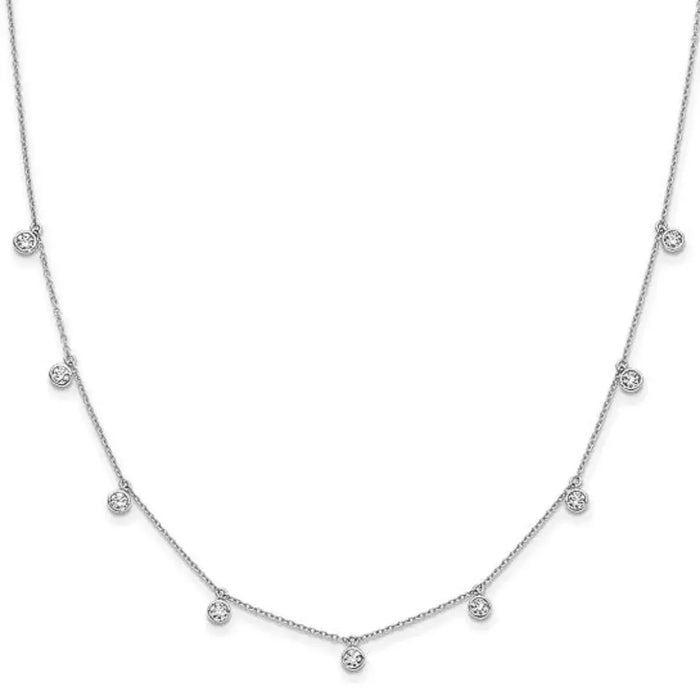 14K White Gold Lab Diamond Layering Necklace by Fine Color Jewels